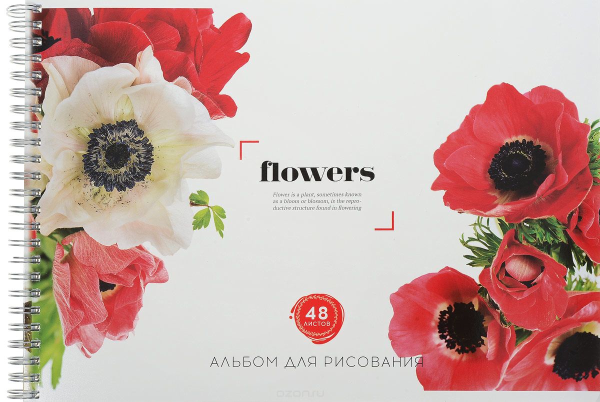ArtSpace Альбом для рисования Цветы Flowers Маки 48 листов